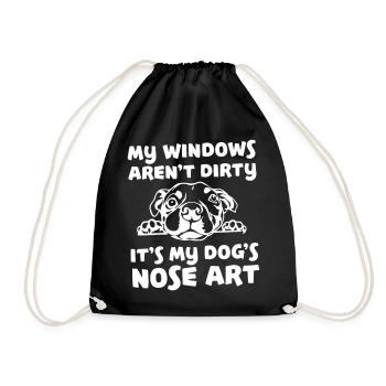 Funny Dog Nose Art Quote - Drawstring Bag - black - Front