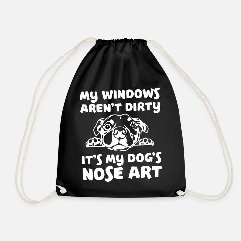 Funny Dog Nose Art Quote - Drawstring Bag - black