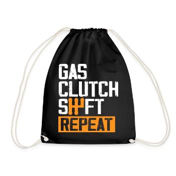 Gas Clutch Shift Repeat Car Lover Engine Mechanic - Drawstring Bag - black - Front