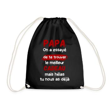 Papa: meilleur cadeau déjà trouvé - Sac de sport léger - noir - Devant