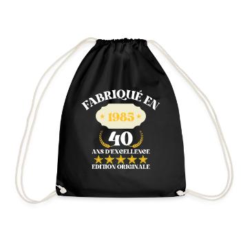 Made in 1985 – 40 Years of Excellence - Drawstring Bag - black - Front