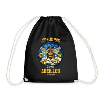 J'peux pas j'ai des abeilles – Vitrail Floral - Sac de sport léger - noir - Devant