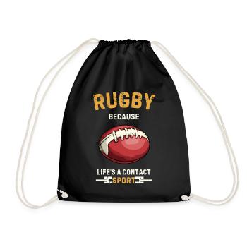 Rugby Because Life's a Contact Sport - Drawstring Bag - black - Front