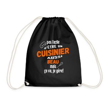 Cuisinier beau, ça passe, je gère - Sac de sport léger - noir - Devant