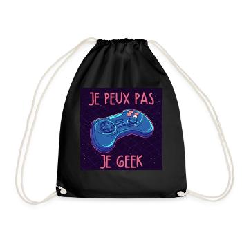 Je peux pas je geek — Manette neon - Sac de sport léger - noir - Devant