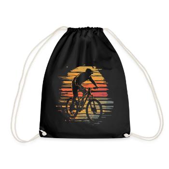 Mountain Biking Mountain Bike Vintage - Drawstring Bag - black - Front