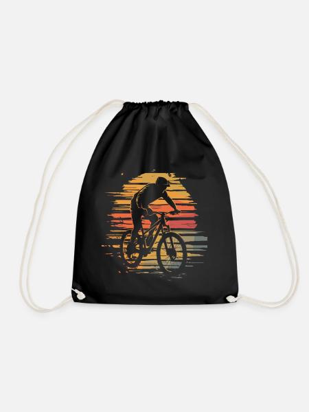 Mountain Biking Mountain Bike Vintage - Drawstring Bag - black