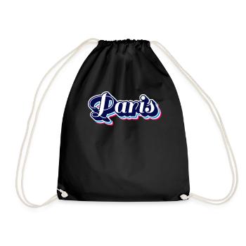 Paris Neon Script Outline - Drawstring Bag - black - Front