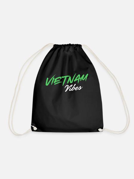 Vietnam Vibes Brush Script - Drawstring Bag - black