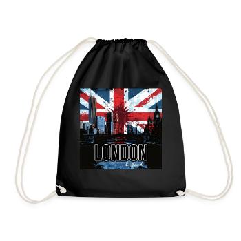 Union Jack de graffiti sur la skyline de Londres - Sac de sport léger - noir - Devant