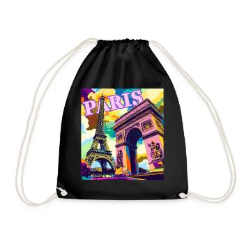Paris Pop Art Skyline - Drawstring Bag - black - Front
