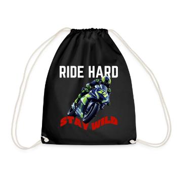 Ride Hard Stay Wild Moto Rider - Drawstring Bag - black - Front