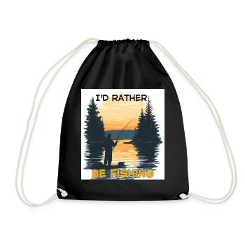 I'D RATHER BE FISHING SUNSET - Drawstring Bag - black - Front