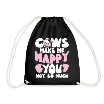Cows Make Me Happy - Drawstring Bag - black - Front