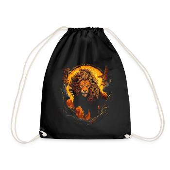 Lion, Tête de lion, Fort, Sauvage, Orgueilleux, Courageux, Royal - Sac de sport léger - noir - Devant