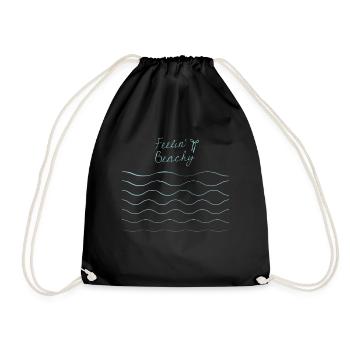 Feeling Beachy Design Lustiger Strand für den Sommer - Turnbeutel - Schwarz - Vorne