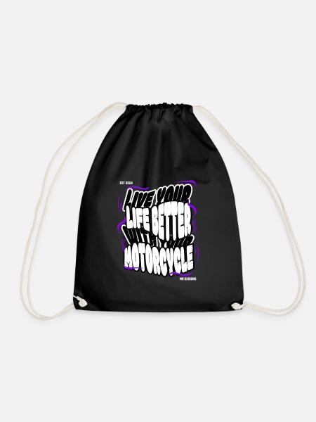 Motorcycle x MR DESIGNS - Drawstring Bag - black