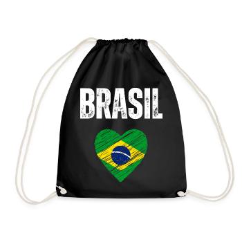 I love Brazil, flag of Brazil - Drawstring Bag - black - Front