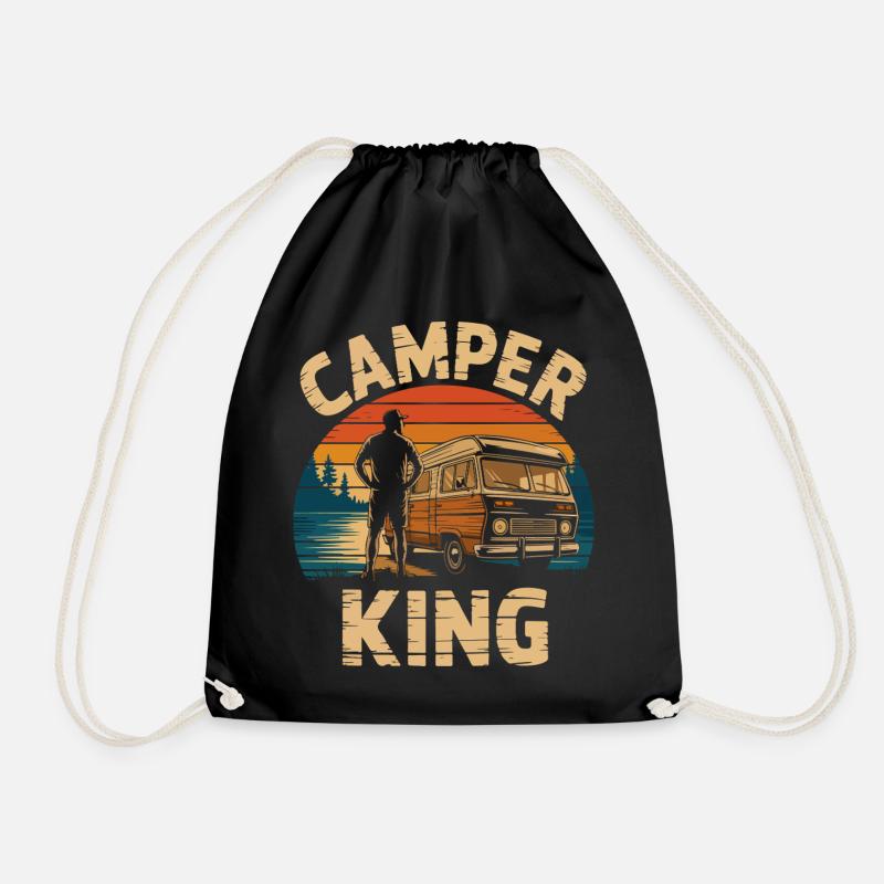 Vintage Camper King Sunset Design - Drawstring Bag - black