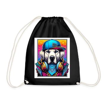 dog - Drawstring Bag - black - Front