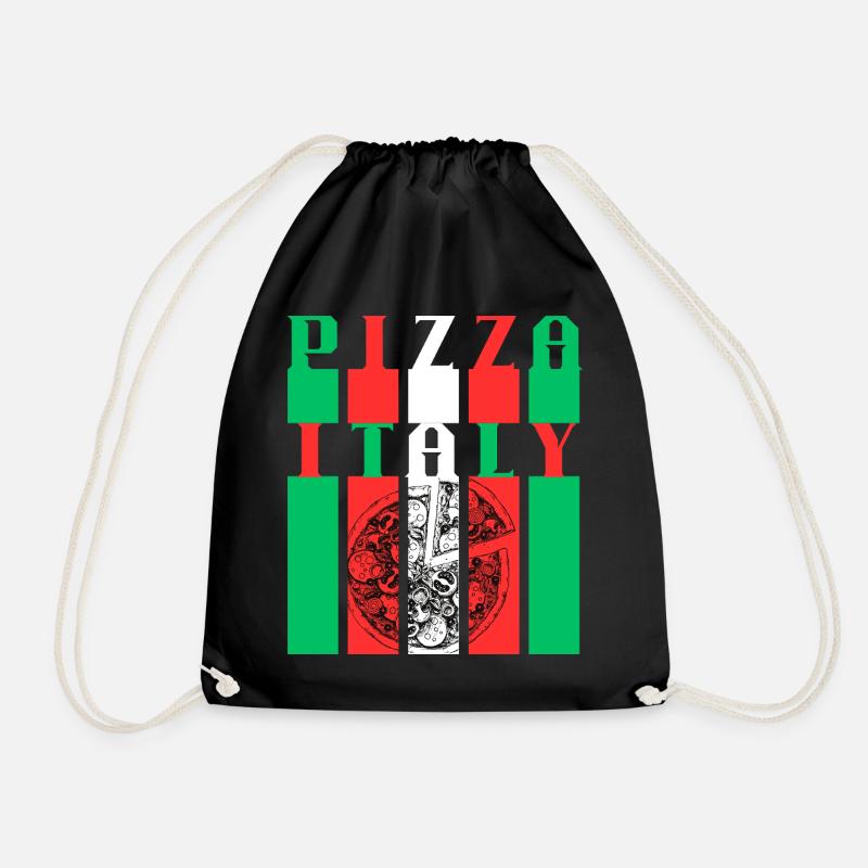 Pizza Italien Stil Illustration - Turnbeutel - Schwarz