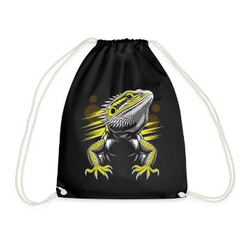Drachenkopf Bartagame Echse - Turnbeutel - Schwarz - Vorne