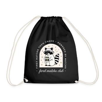 Matcha club drôle thé féral raton laveur amateurs - Sac de sport léger - noir - Devant