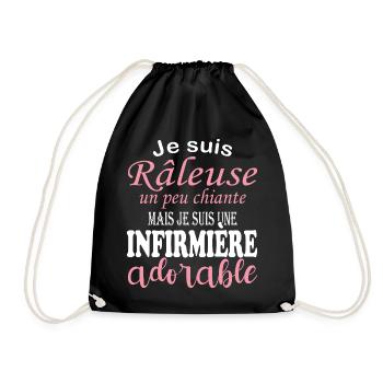 Humour infirmière - idée cadeau infirmière - Sac de sport léger - noir - Devant
