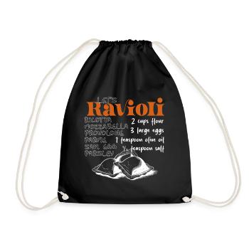 Let's Ravioli- The Recipe - Drawstring Bag - black - Front