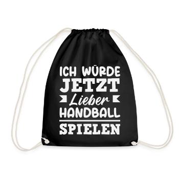 Handballspieler Handball Handballer Geschenke - Turnbeutel - Schwarz - Vorne