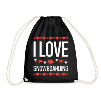 I Love Snowboarding - Turnbeutel - Schwarz - Vorne