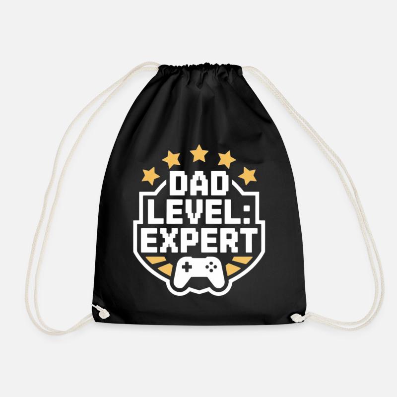 Papa Level Experte Gaming Shirt - Turnbeutel - Schwarz