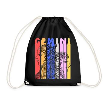 Horoscope zodiacal des Gémeaux Dessin astrologique coloré - Sac de sport léger - noir - Devant