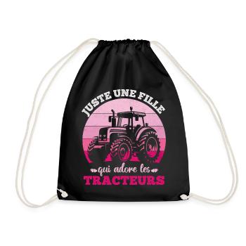 Just a girl who loves tractors humor - Drawstring Bag - black - Front