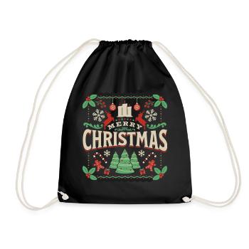 Merry Christmas Retro Typo ugly style - Drawstring Bag - black - Front