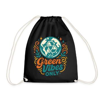 Pure green vibes - Drawstring Bag - black - Front