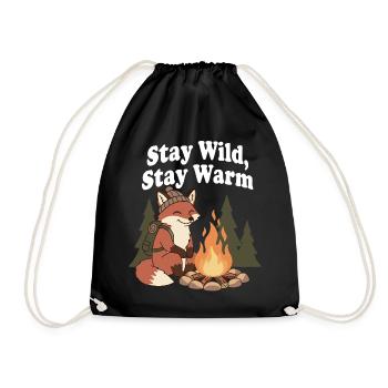 Stay Wild, Stay Warm by the Campfire - Drawstring Bag - black - Front