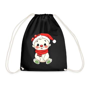 Bébé bonhomme de neige avec chapeau de Noël - Sac de sport léger - noir - Devant