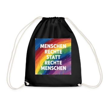 Human rights instead of right-wing people - Drawstring Bag - black - Front