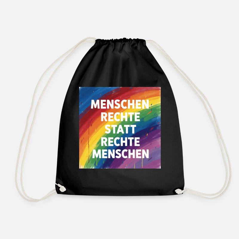Buntes Menschenrechte statt rechte Menschen - Turnbeutel - Schwarz
