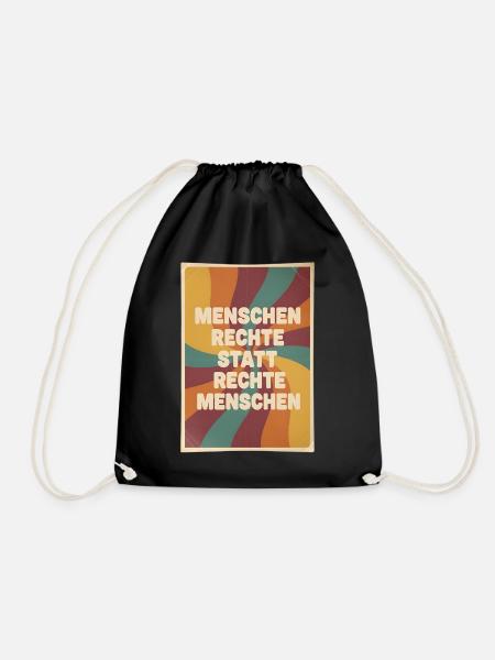 Menschenrechte statt rechte Menschen Retro - Turnbeutel - Schwarz