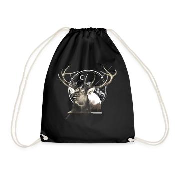 Mountain Deer Graphic - Drawstring Bag - black - Front
