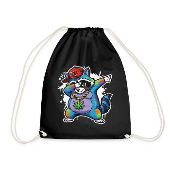 Dabbing Raccoon Graffiti Style Hip-Hop - Drawstring Bag - black - Front
