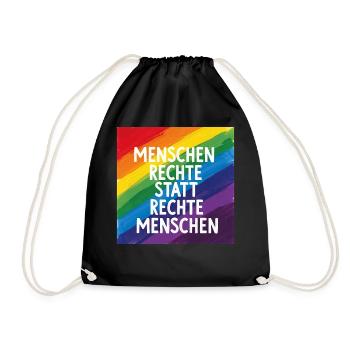 Human rights instead of right-wing people rainbow - Drawstring Bag - black - Front