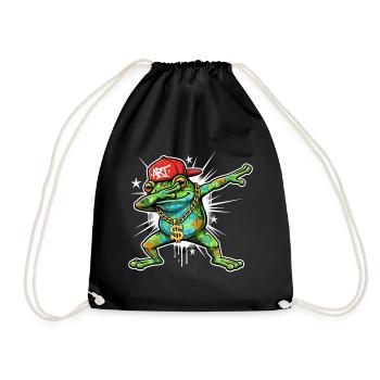 Graffiti frog in Dab street art design - Drawstring Bag - black - Front