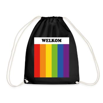 LGBT begrüßt Welkom Queer Safe Space – auf Niederländisch - Turnbeutel - Schwarz - Vorne