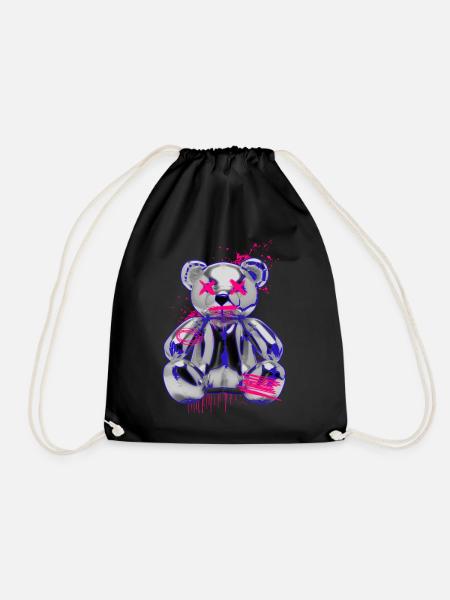 Gothic Teddy Bär mit Graffiti Neon Look - Turnbeutel - Schwarz