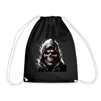 Dark Skull with Hood Gothic Art - Drawstring Bag - black - Front