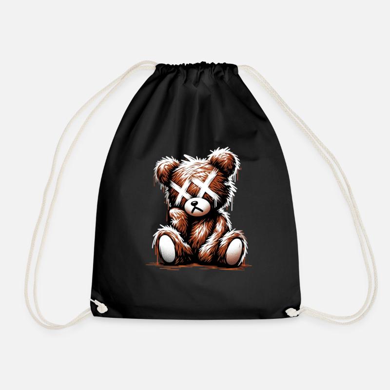 Broken Sad Teddy Graffiti Art - Turnbeutel - Schwarz