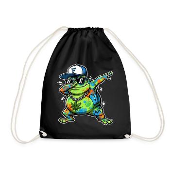 Graffiti Frog Street Art Cartoon Style - Drawstring Bag - black - Front